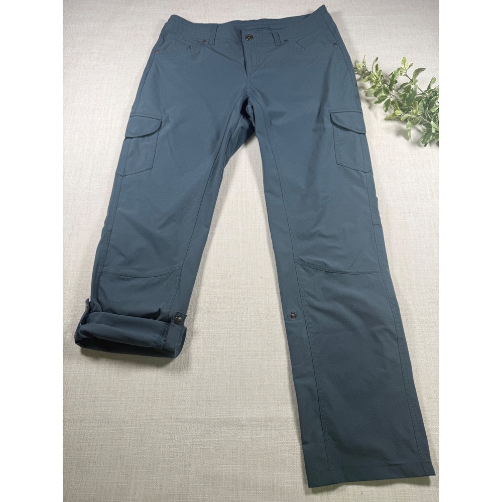 KUHL Women 12 Reg Blue Gray Cargo Hiking Pants Convertible Roll Up Outdoor Trail